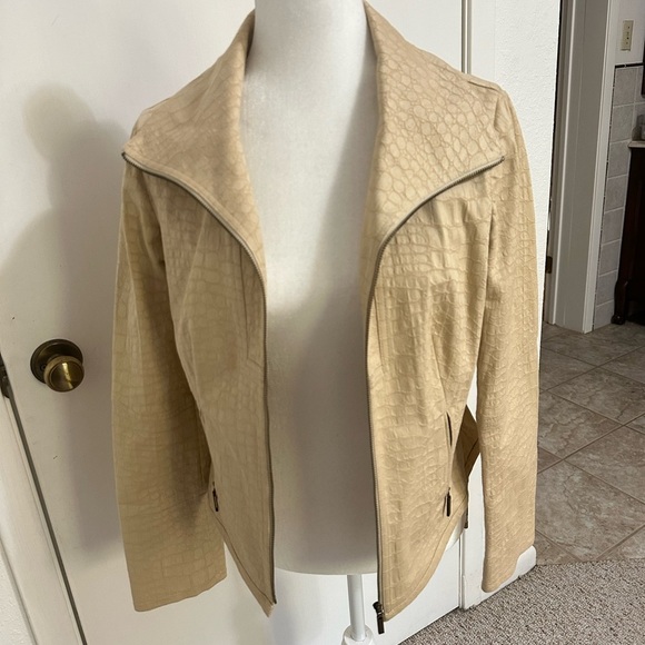 Carlisle Vintage Faux Leather Snake Printed Tan Jacket Sz 6 - Picture 3 of 9